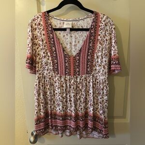 *Knox Rose Multicolor Bohemian Blouse - Spring, Bohemian